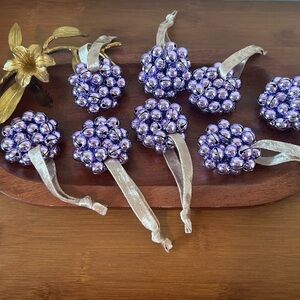 8 Purple Holiday Ornament Set